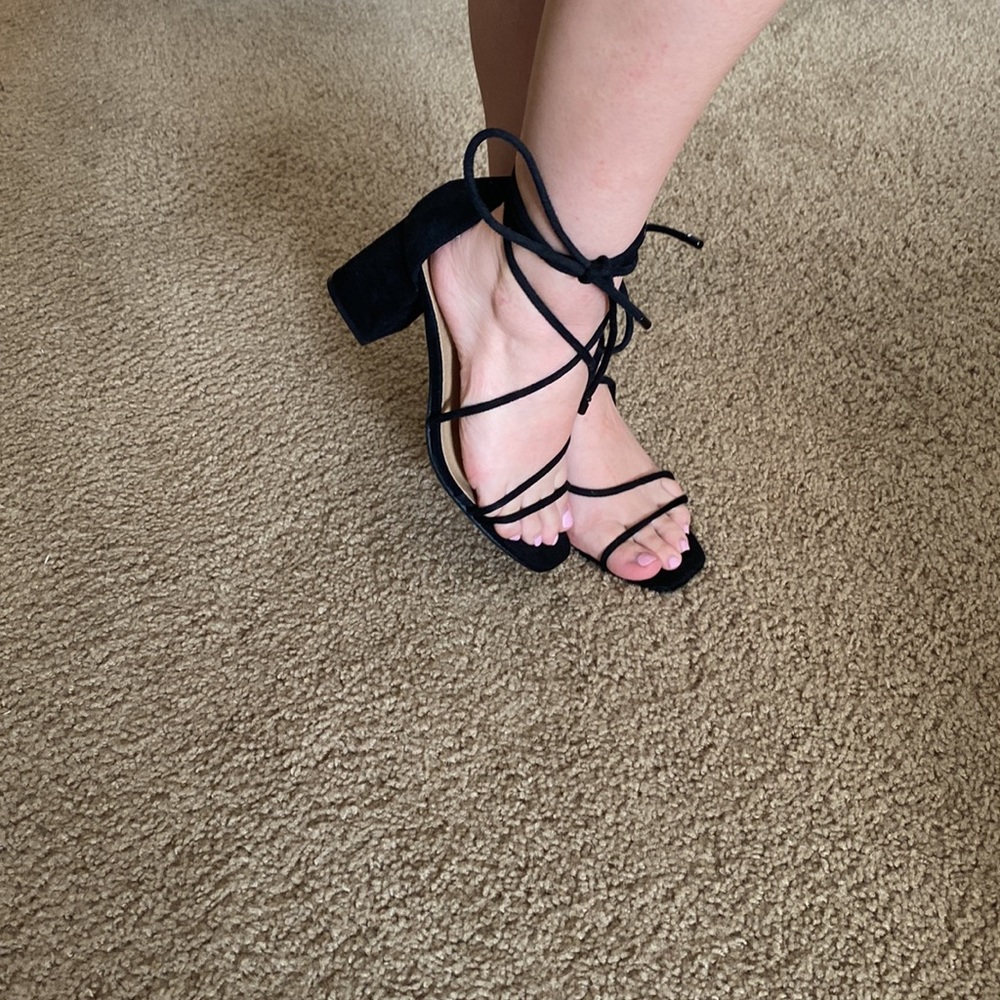 Strappy black heels